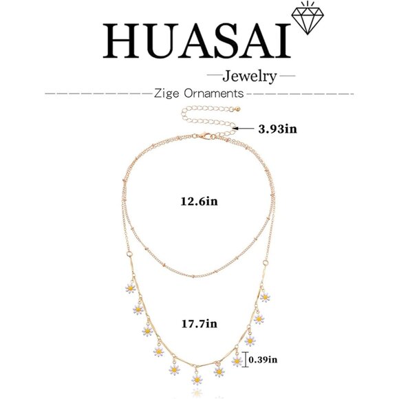 Layered necklace women gold chunky stack multilayered bar pendant paperclip - Picture 7 of 7